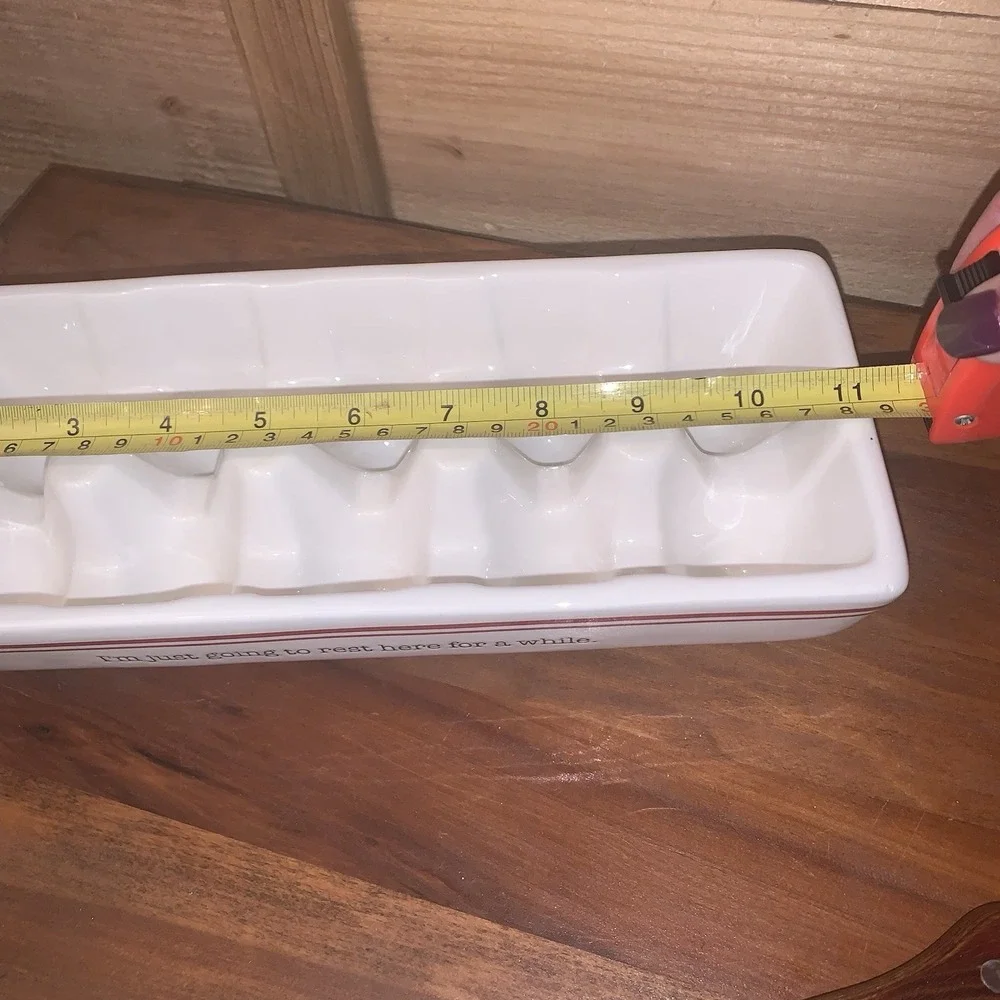 White Ceramic Egg Crate Holder 10 Count Porcelain Carton Farmhouse Kitchen Decor